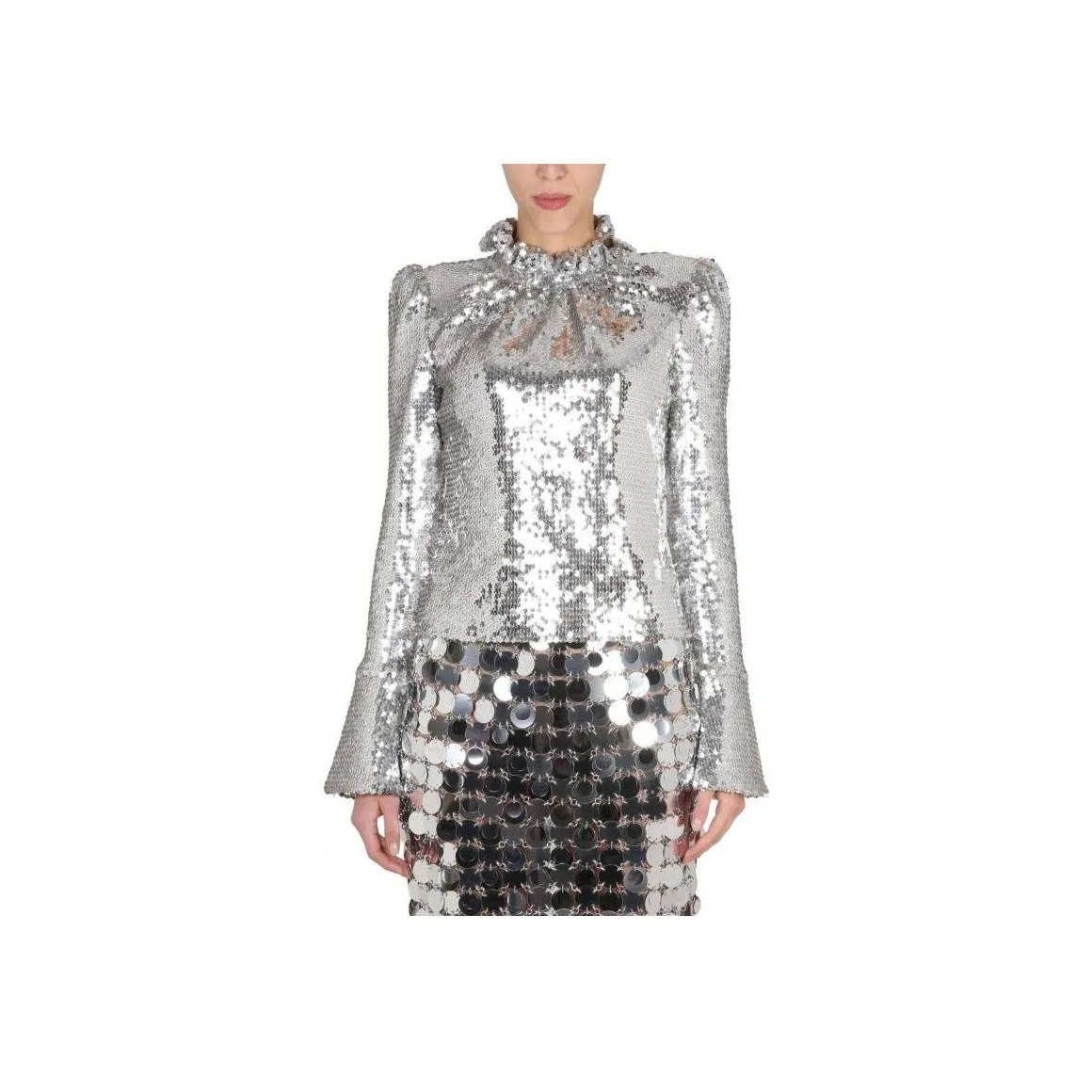 Paco Rabanne Sequined Embellished Long-Sleeved Top