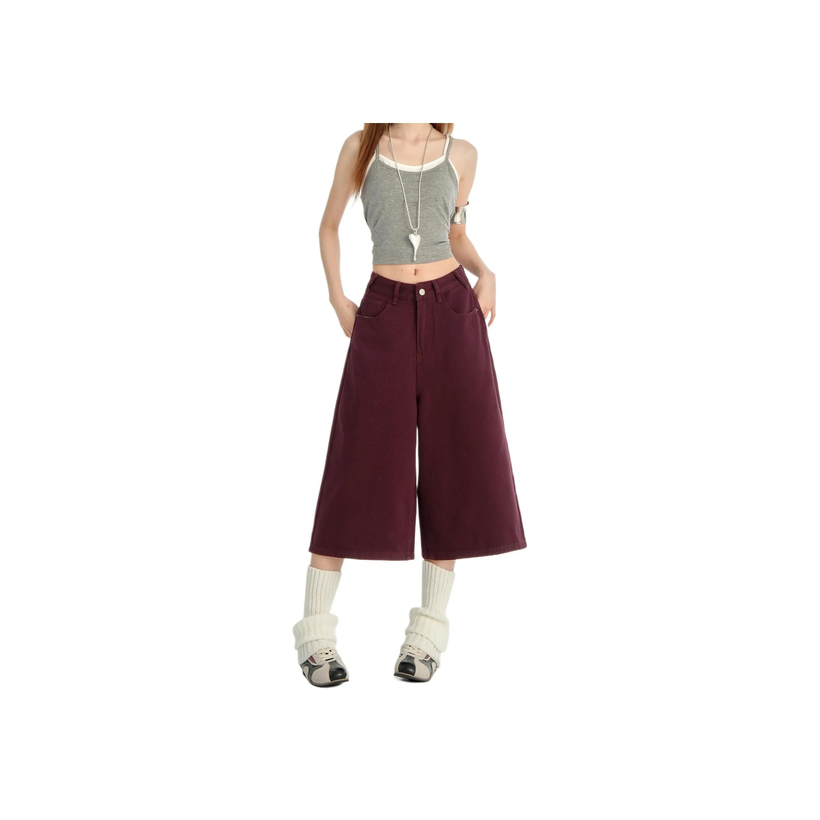 Wen Shan Темно-фиолетовые Штаны-капри Женские Джинсовые шорты