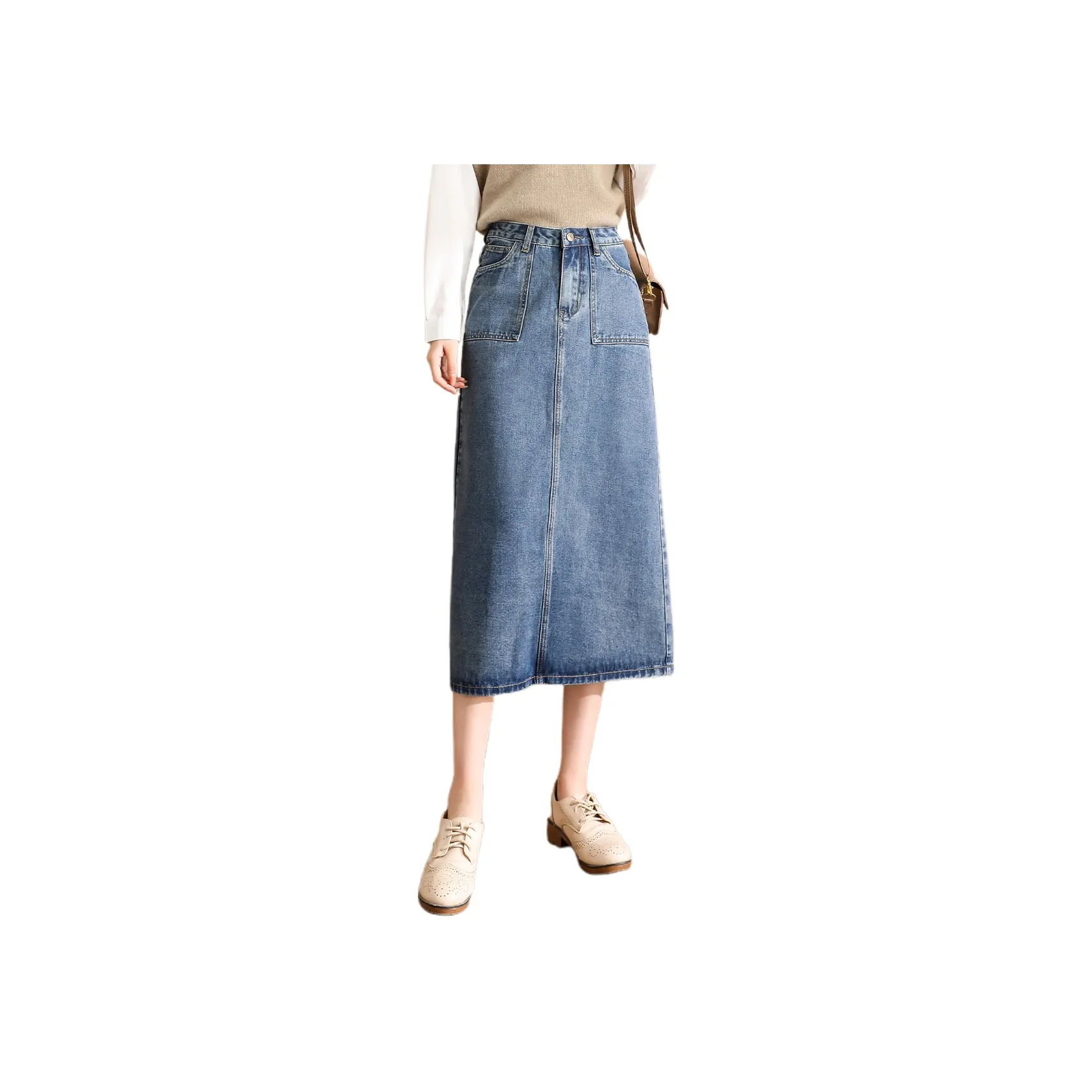 BALENO Denim Long Skirt Women's Vintage Blue BALENO Деним Длинная Юбка Женская Винтажный Синий