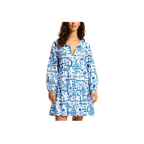 SEAFOLLY Blue Женские Длинные Платья с Рукавами