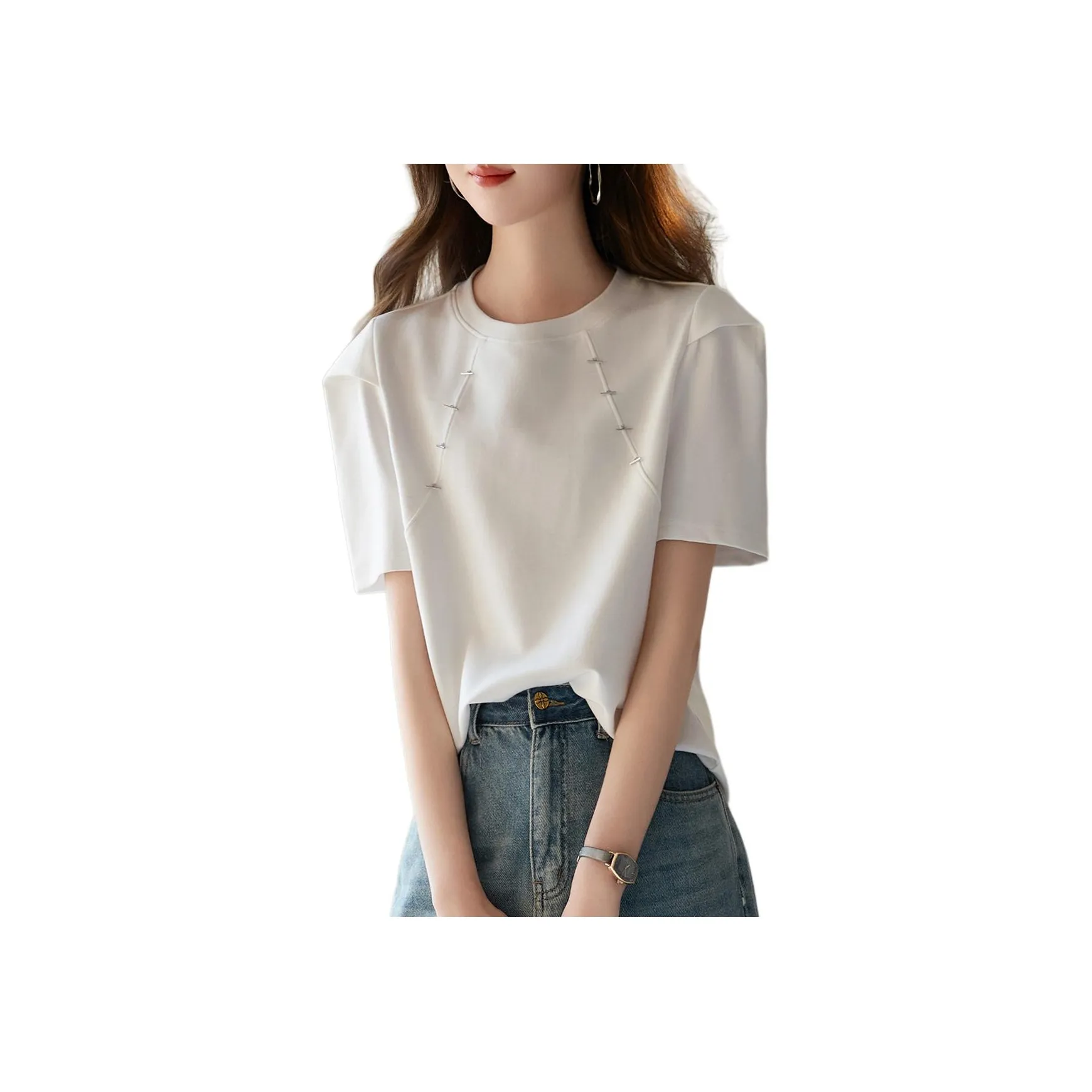 【Dme】 Буф-рукав T-рубашка Женская Натуральный Белый