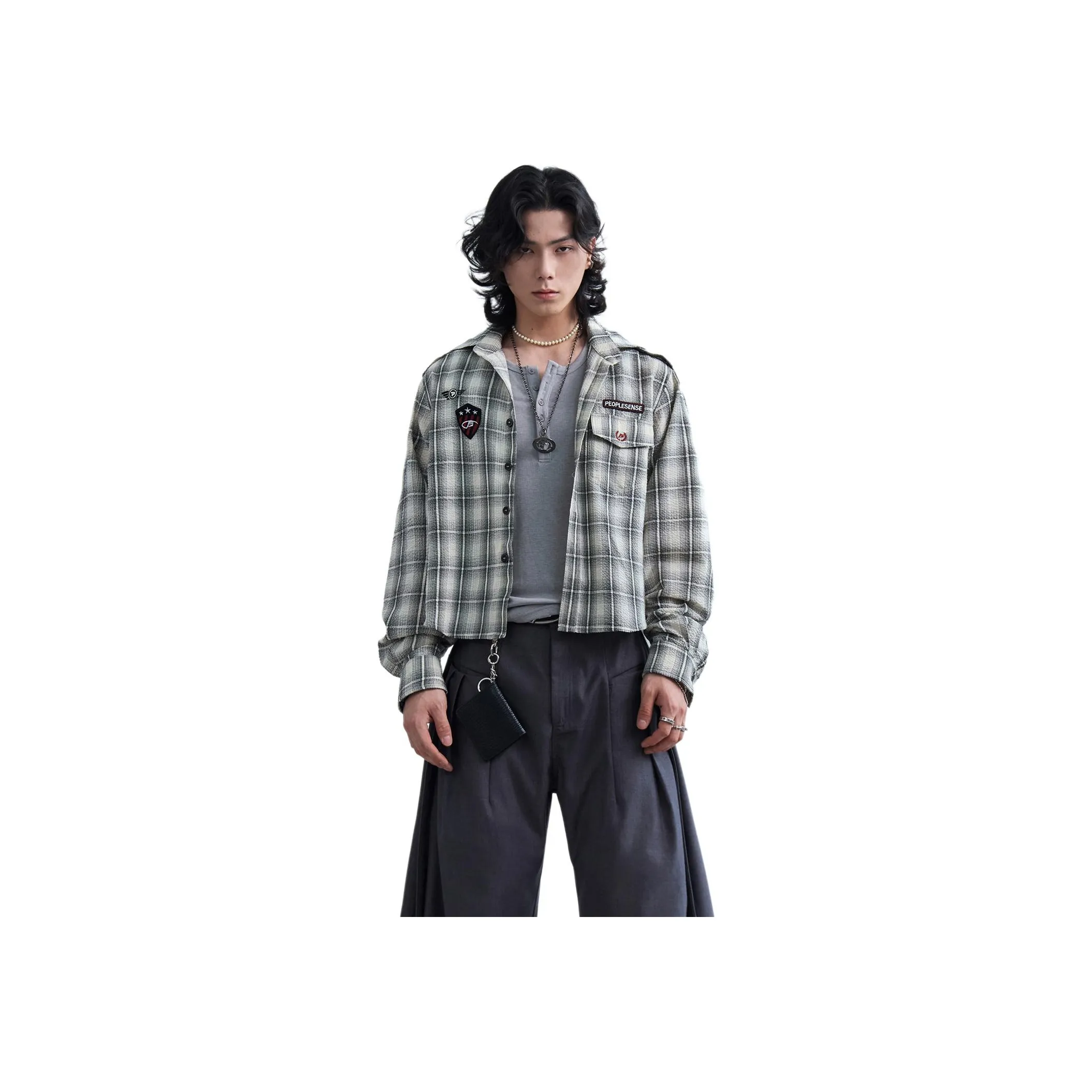 PEOPLESENSE Черная рубашка в клетку унисекс