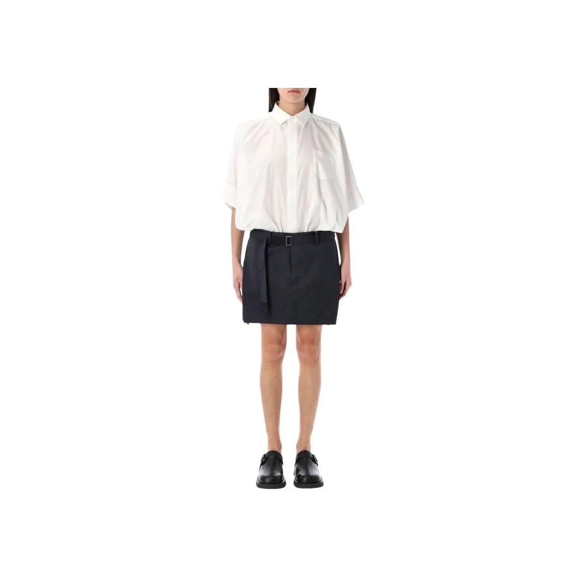 Sacai Belted Mini Shirt Dress