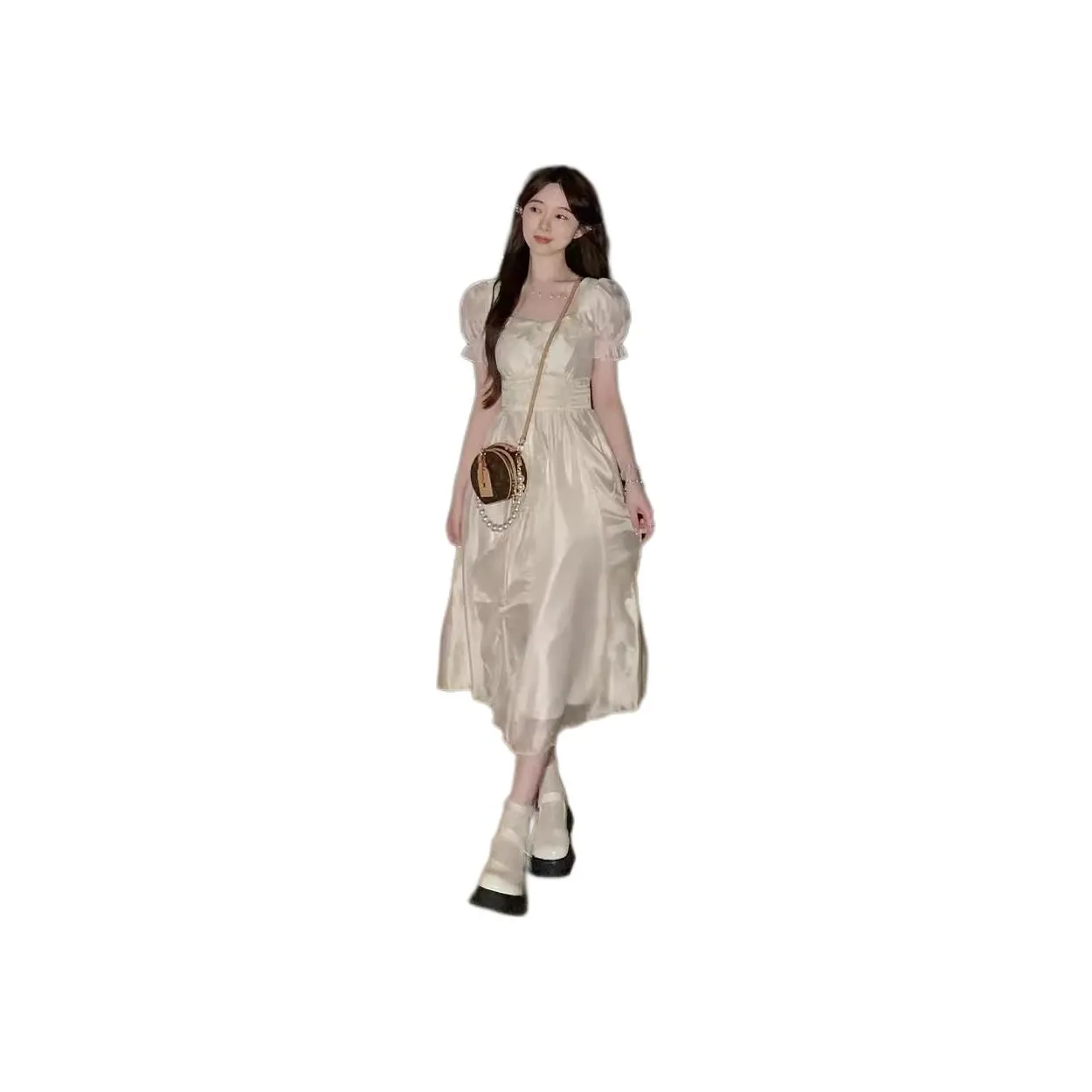 KENLY Long Sleeved Dresses Women's Apricot