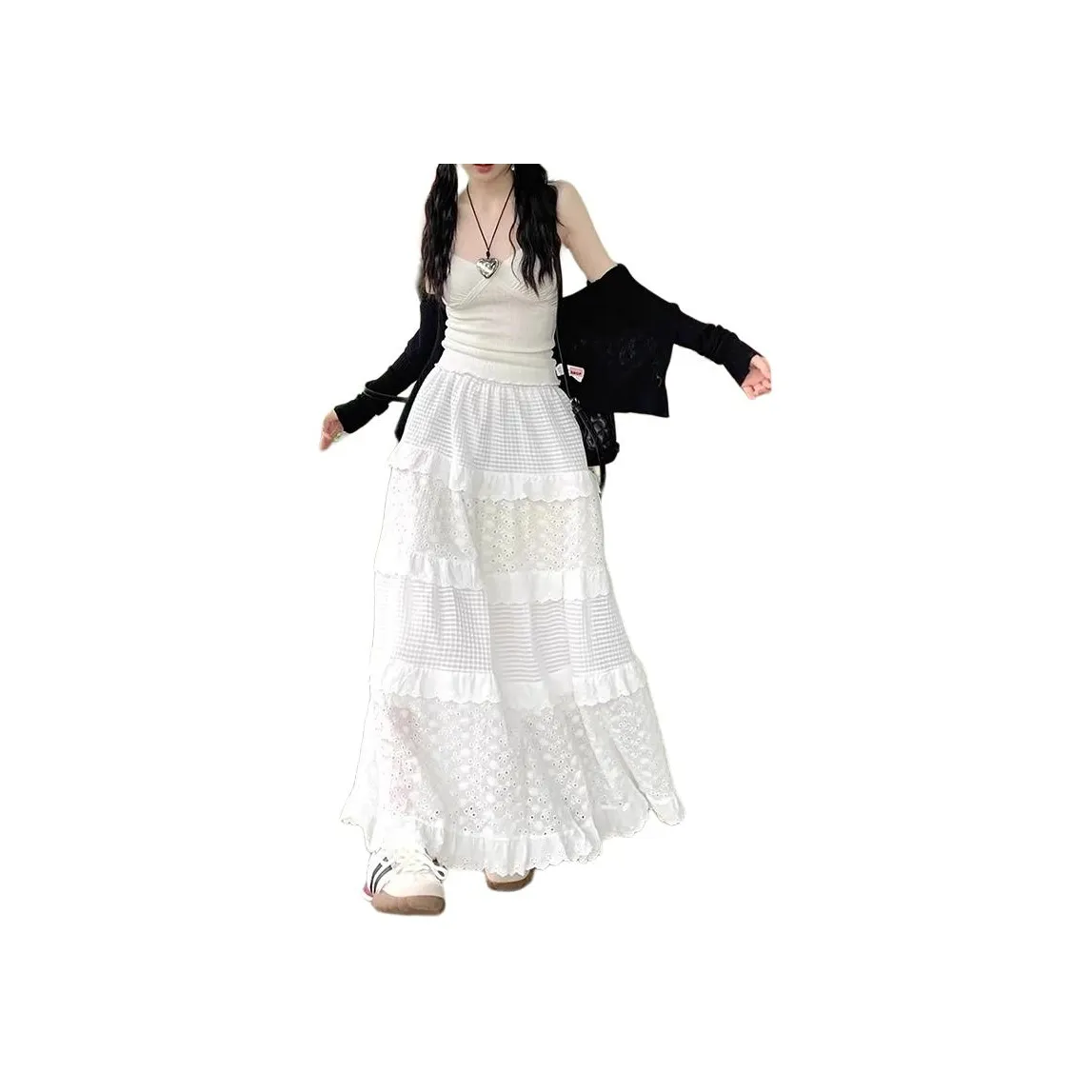 FOREVER 21 Повседневный Длинный Юбка Унисекс Белый