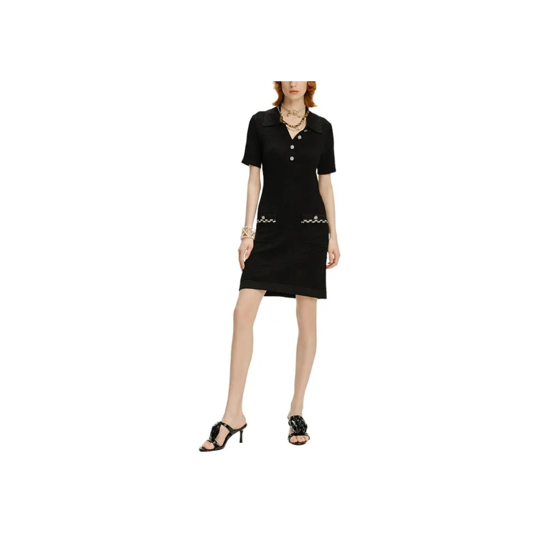 KARL LAGERFELD Короткий рукав Платье Женское Черное