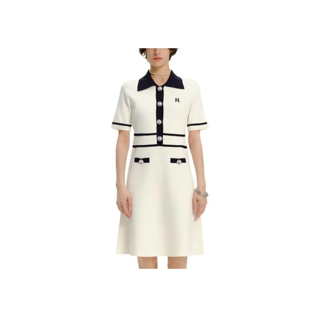 KARL LAGERFELD Короткое платье с короткими рукавами женское белое