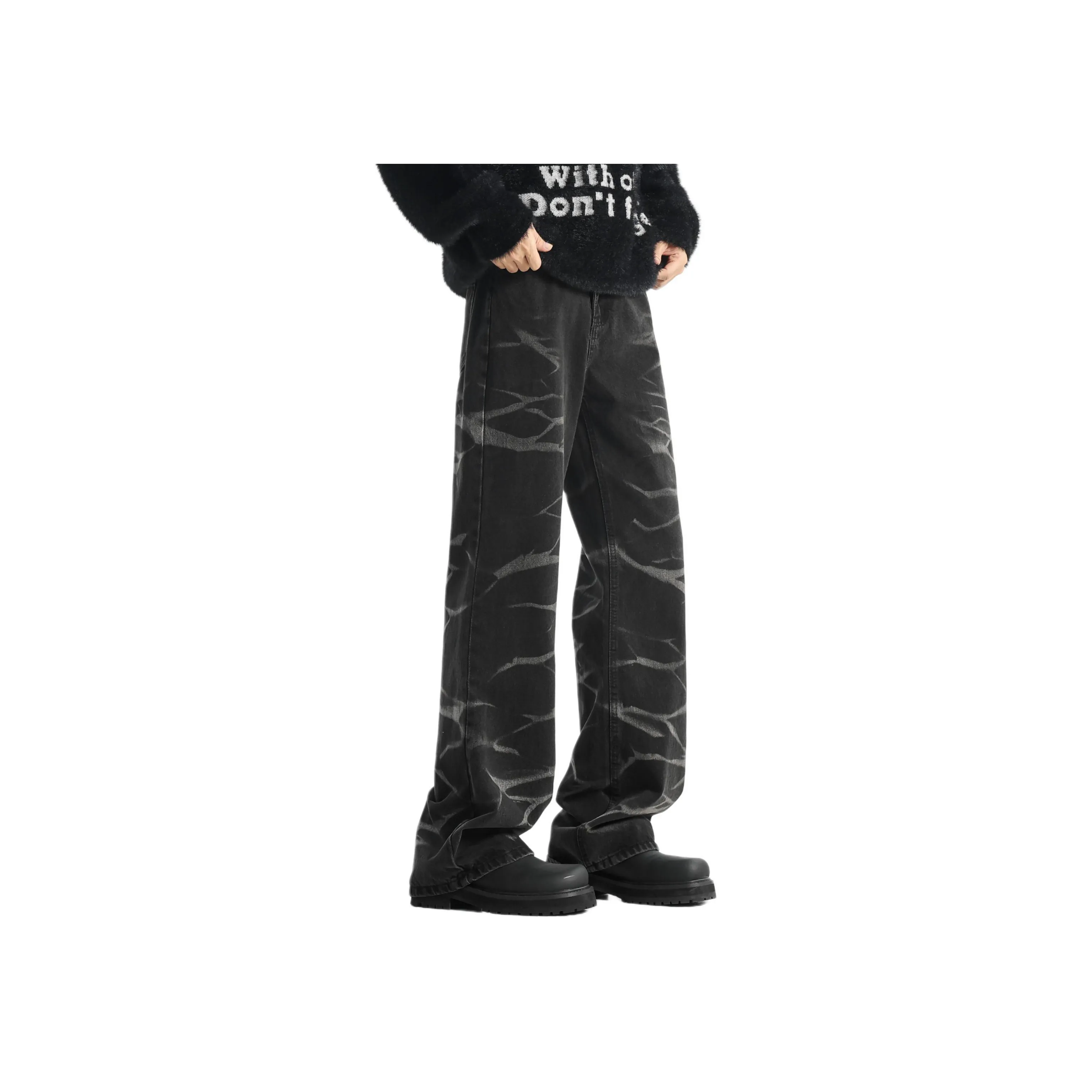 VALKOMM Джинсы Унисекс Выстиранный Черный