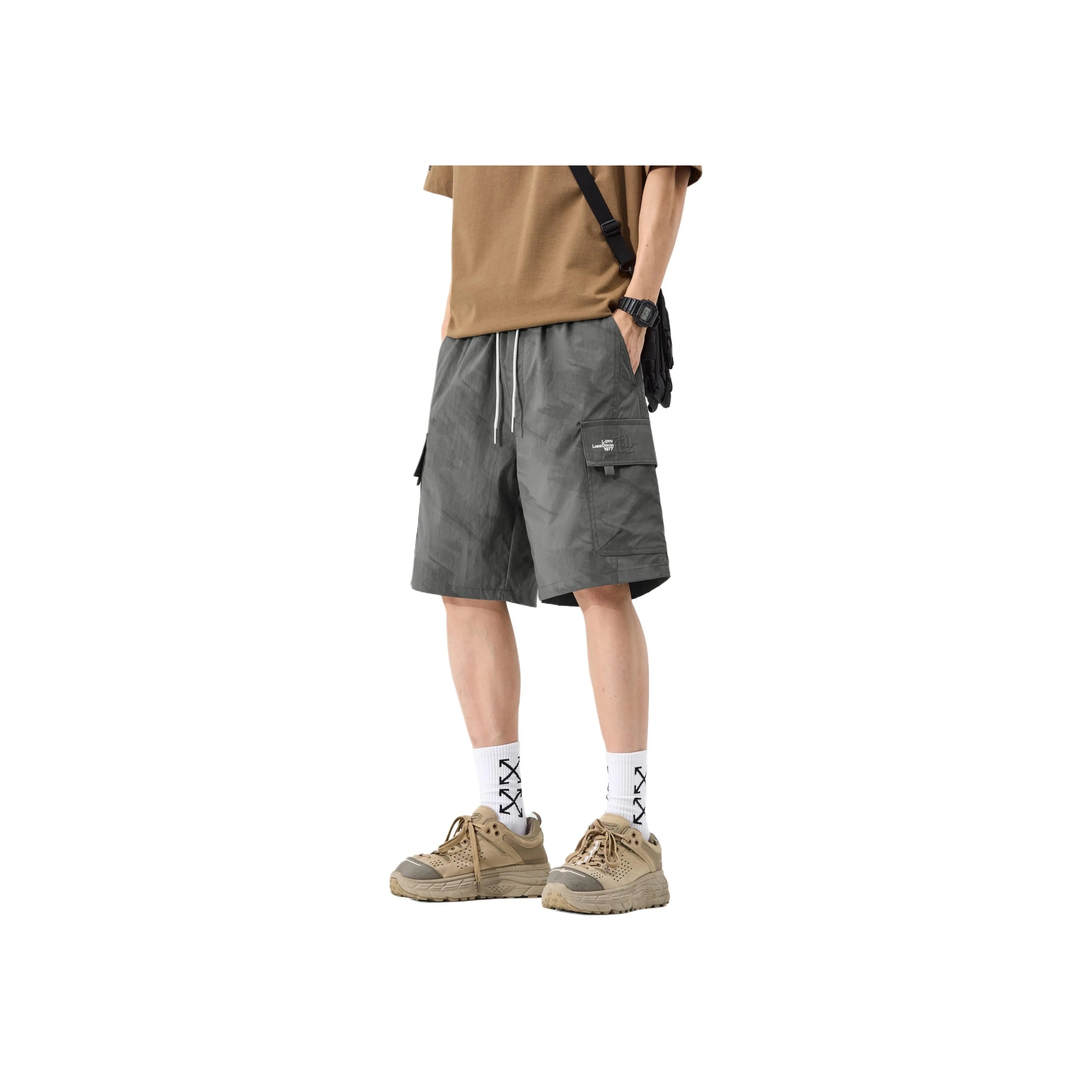 Menglaini Casual Shorts Unisex Army Green