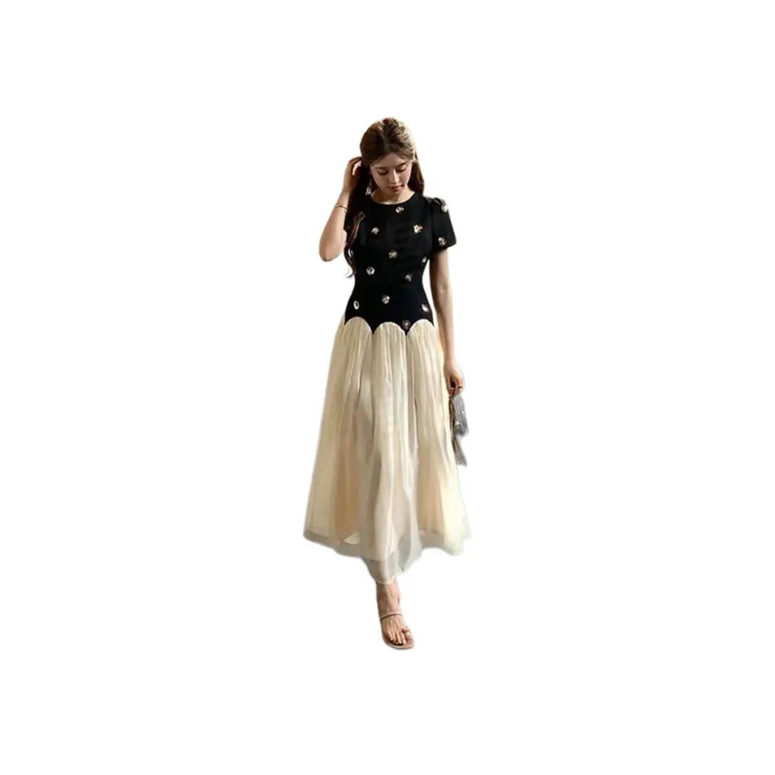 OZVO Sleeveless Dresses Women's Black Long Skirt