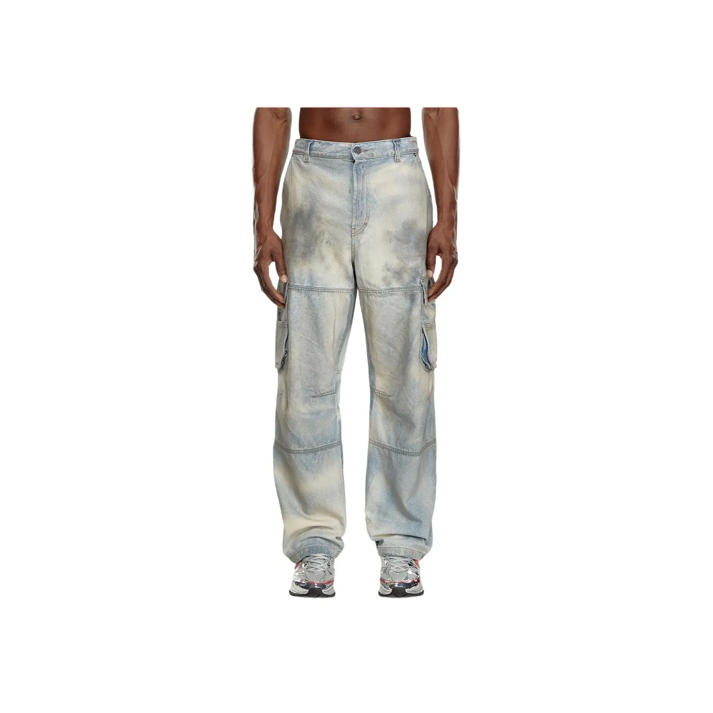 DIESEL D Fish Wide Leg Distressed Cargo Jeans