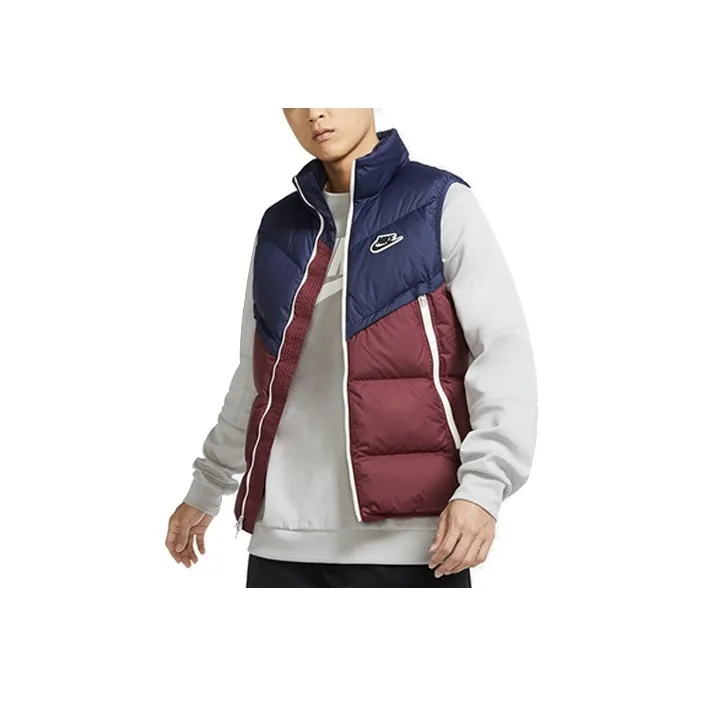 Nike Down Vest Men's Navy Blue & Red Multicolor