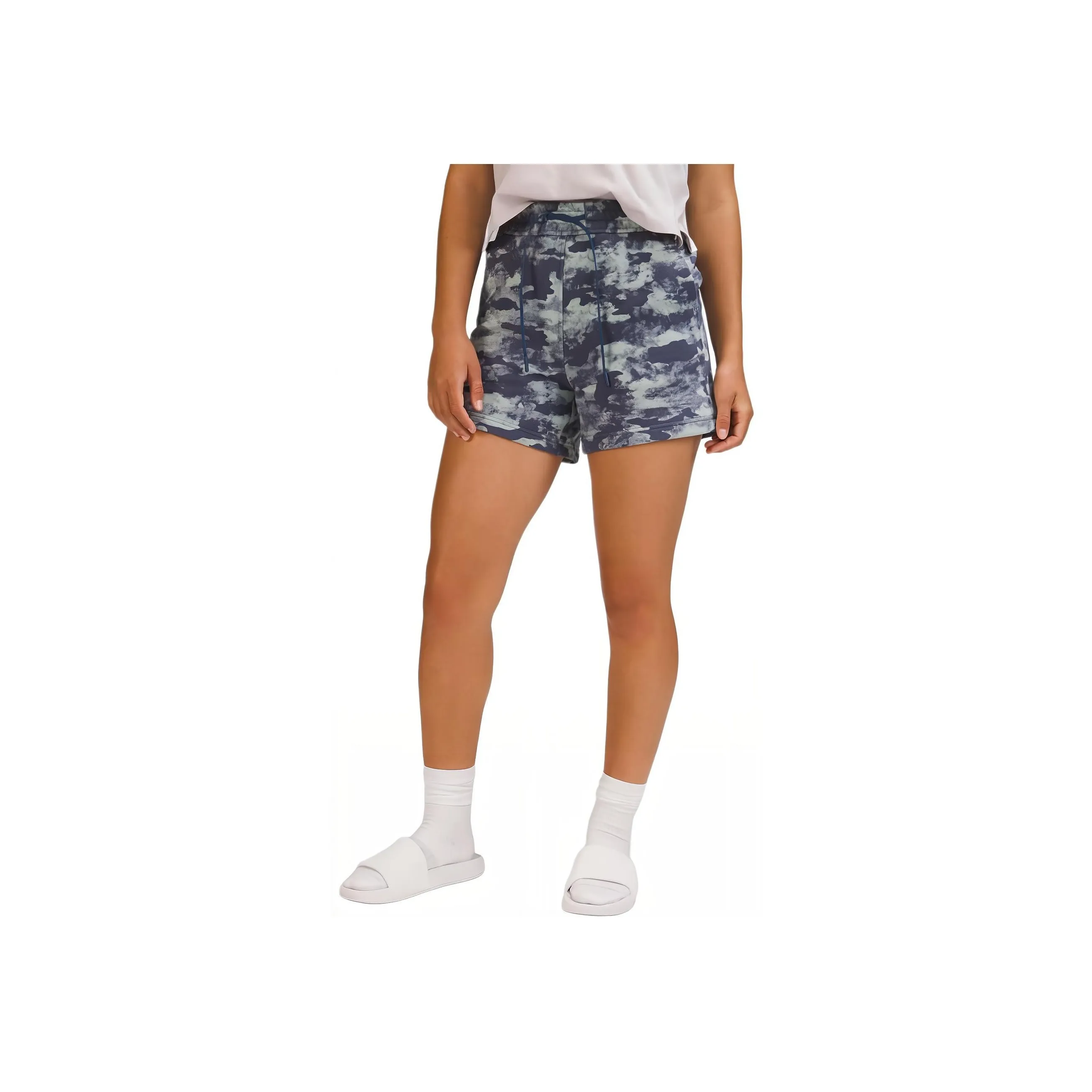 Lululemon Loungeful High Rise Short 4' Casual Shorts Women's Camouflage Blue