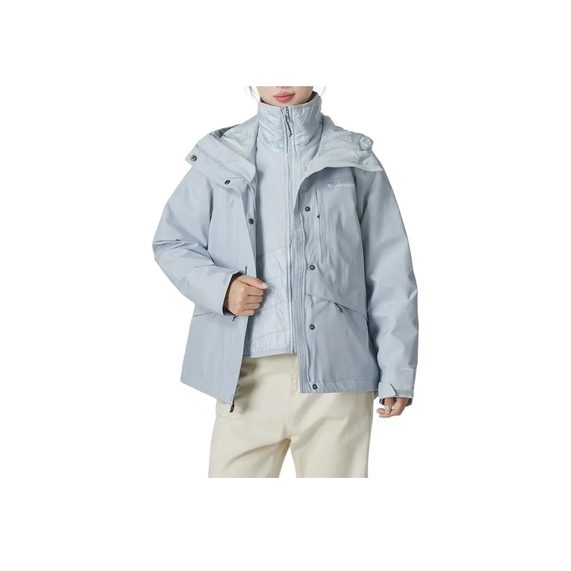 Columbia 2024 Fall Outdoor Hiking, High Altitude Climbing, Hiking, Cold Wave Thermal Windbreaker Jacket Women's Blue