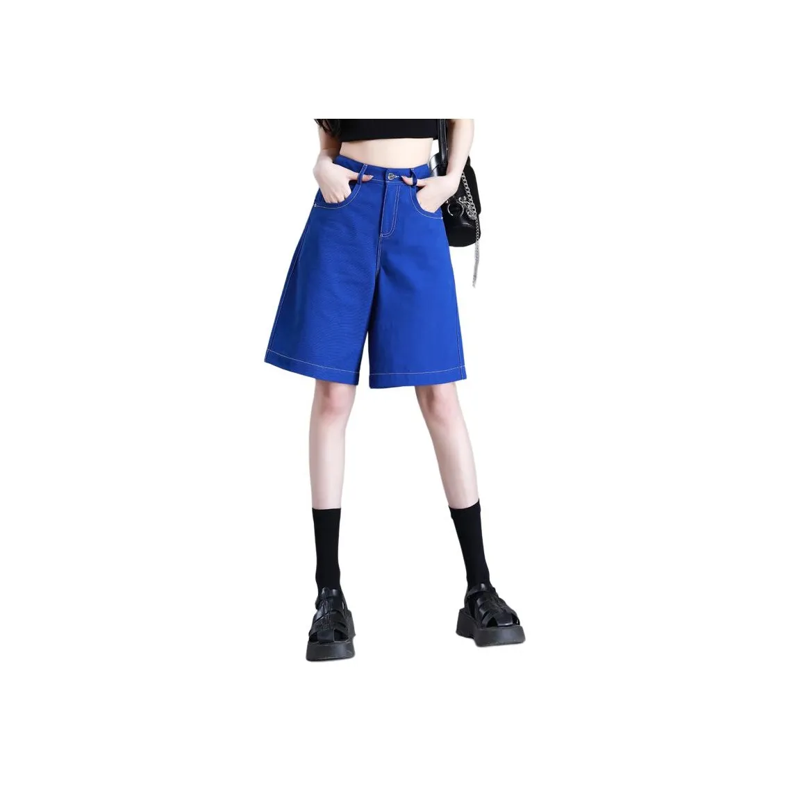 You Cow Me Pants 5 Button Denim Shorts Women's