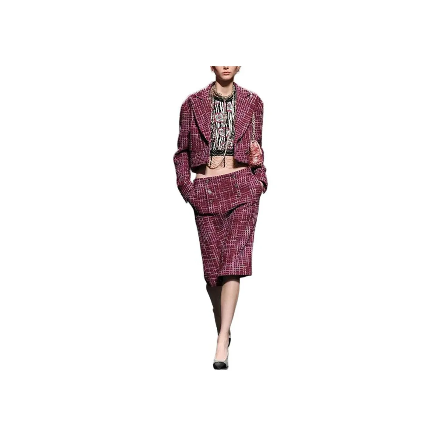 CHANEL Cropped Coat Women's Purple