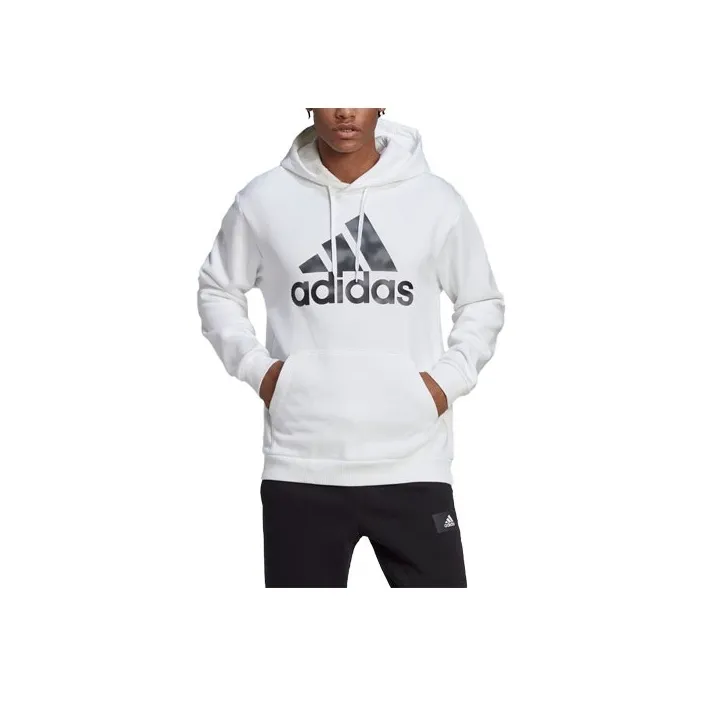 Adidas Essentials Camo Print Hoodie Sweatshirt Men's White