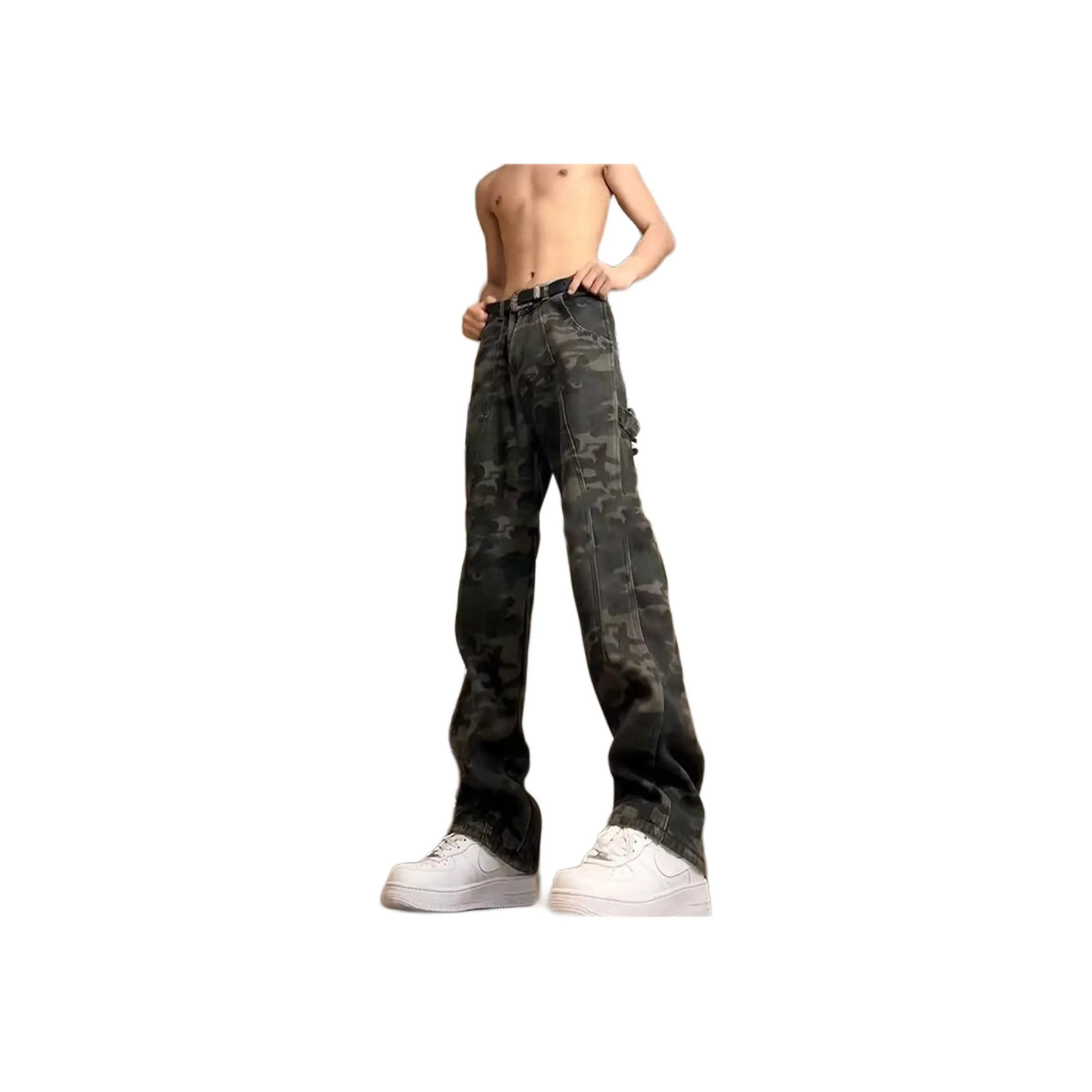 Imcrasy Jeans Unisex Green Camouflage