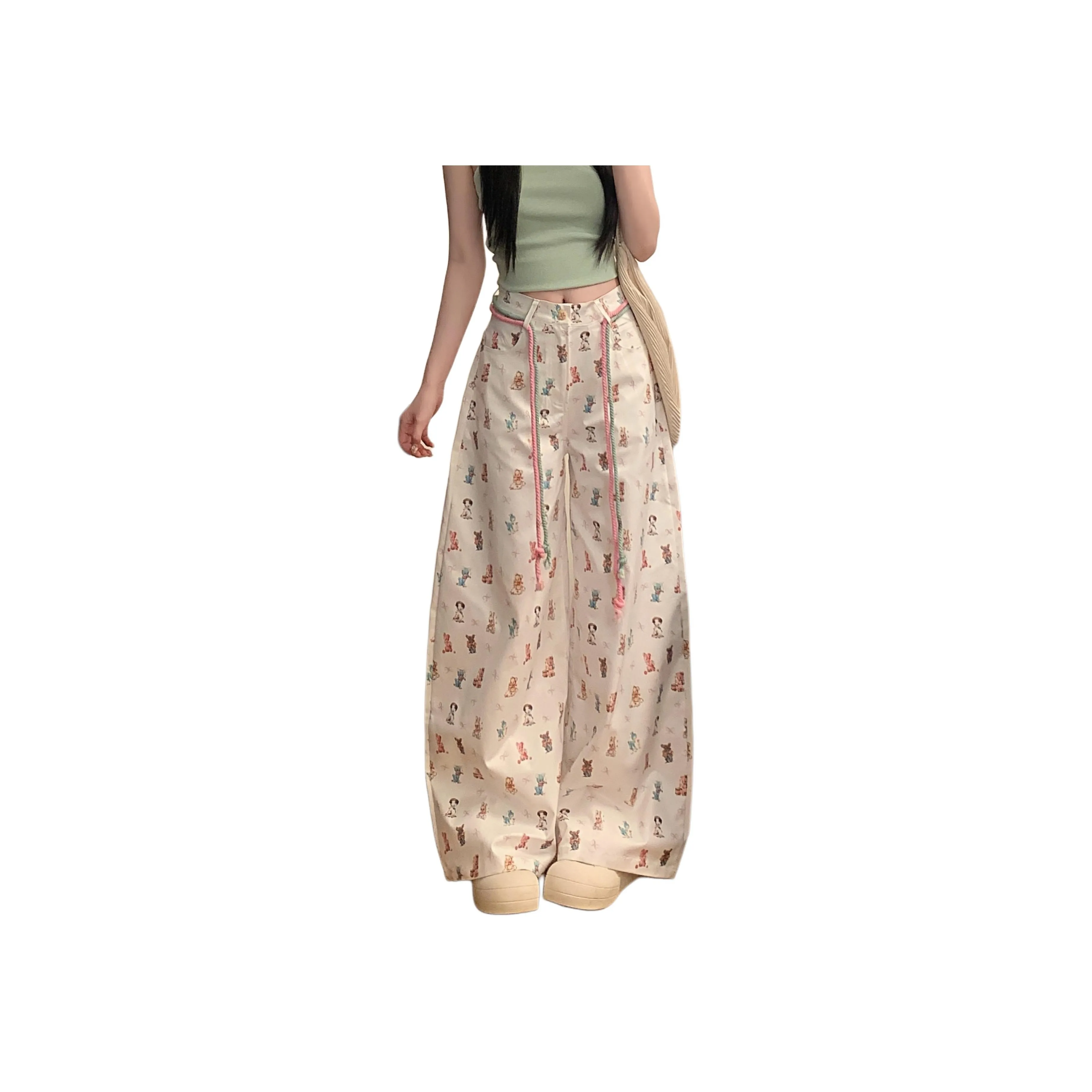 MINETTE Белые с шнурком Женские повседневные брюки