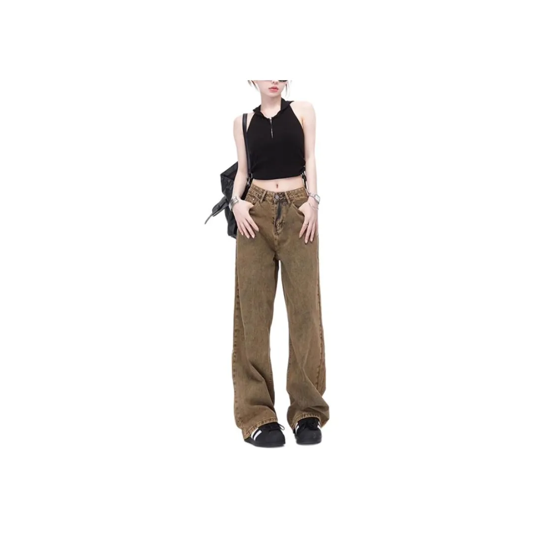 YINLEI Jeans Women's Sandy Dune Brown