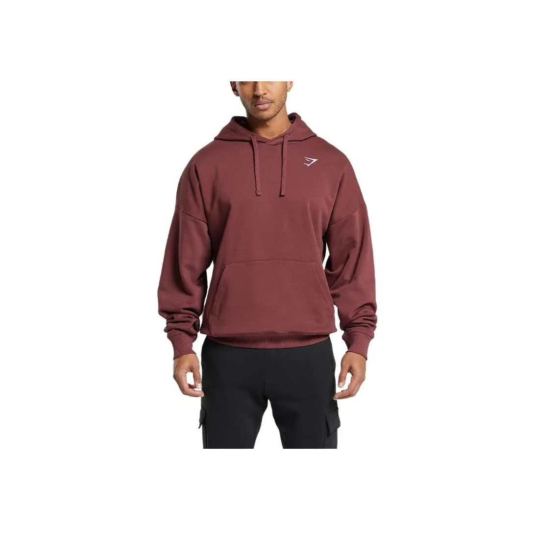 GYMSHARK CREST OVERSIZED HOODIE Sweatshirt Men's Burgundy