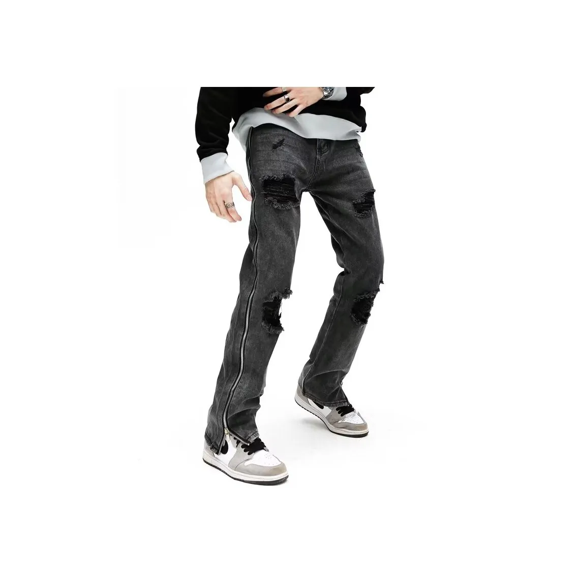 MGXEK Черно-серые Унисекс Джинсы