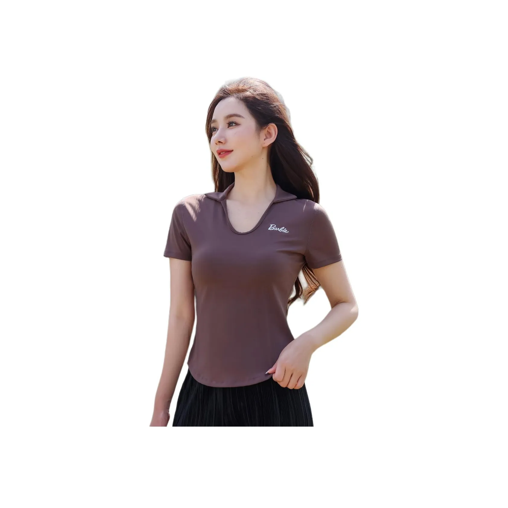 Барби Йога T-рубашка Женская Темно-кофейного цвета