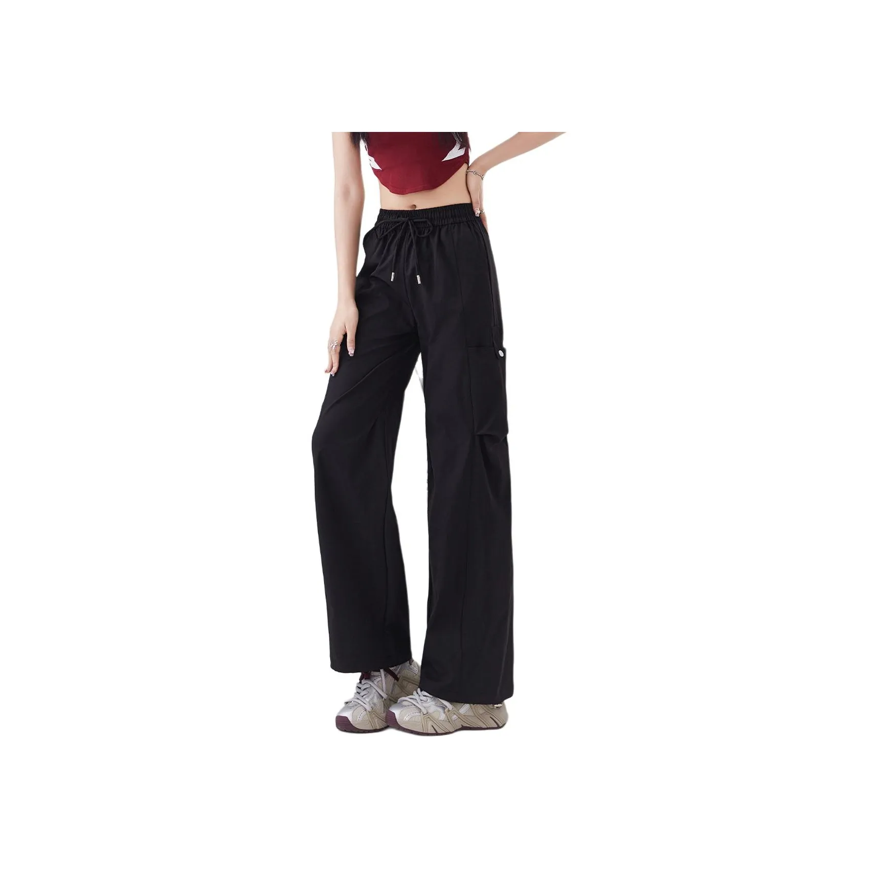 AIGE Черные Женские Повседневные Штаны