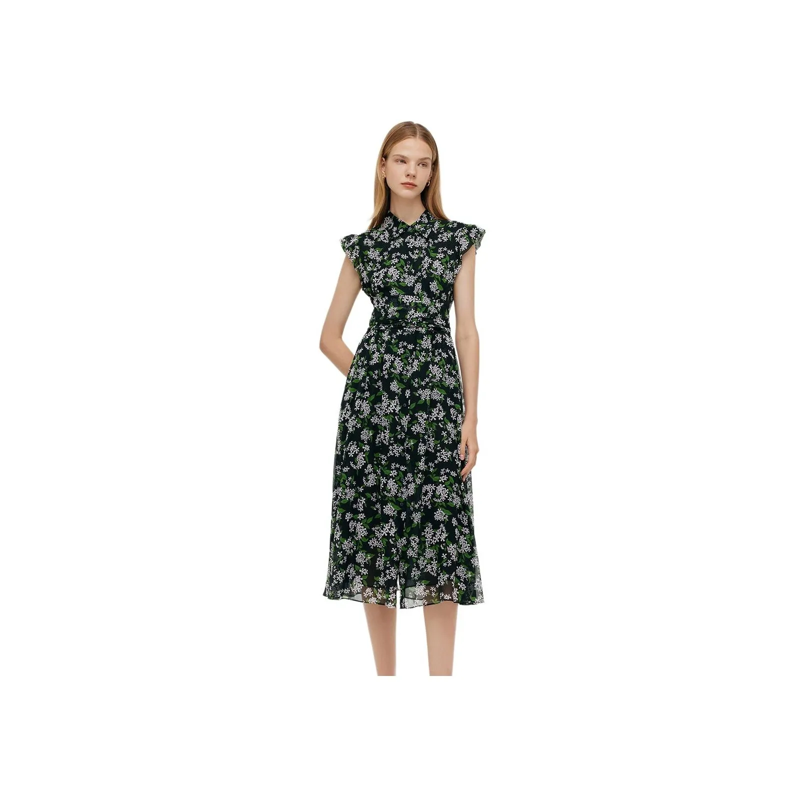 GOELIA Short Sleeved Dress Women's Black Green Pink