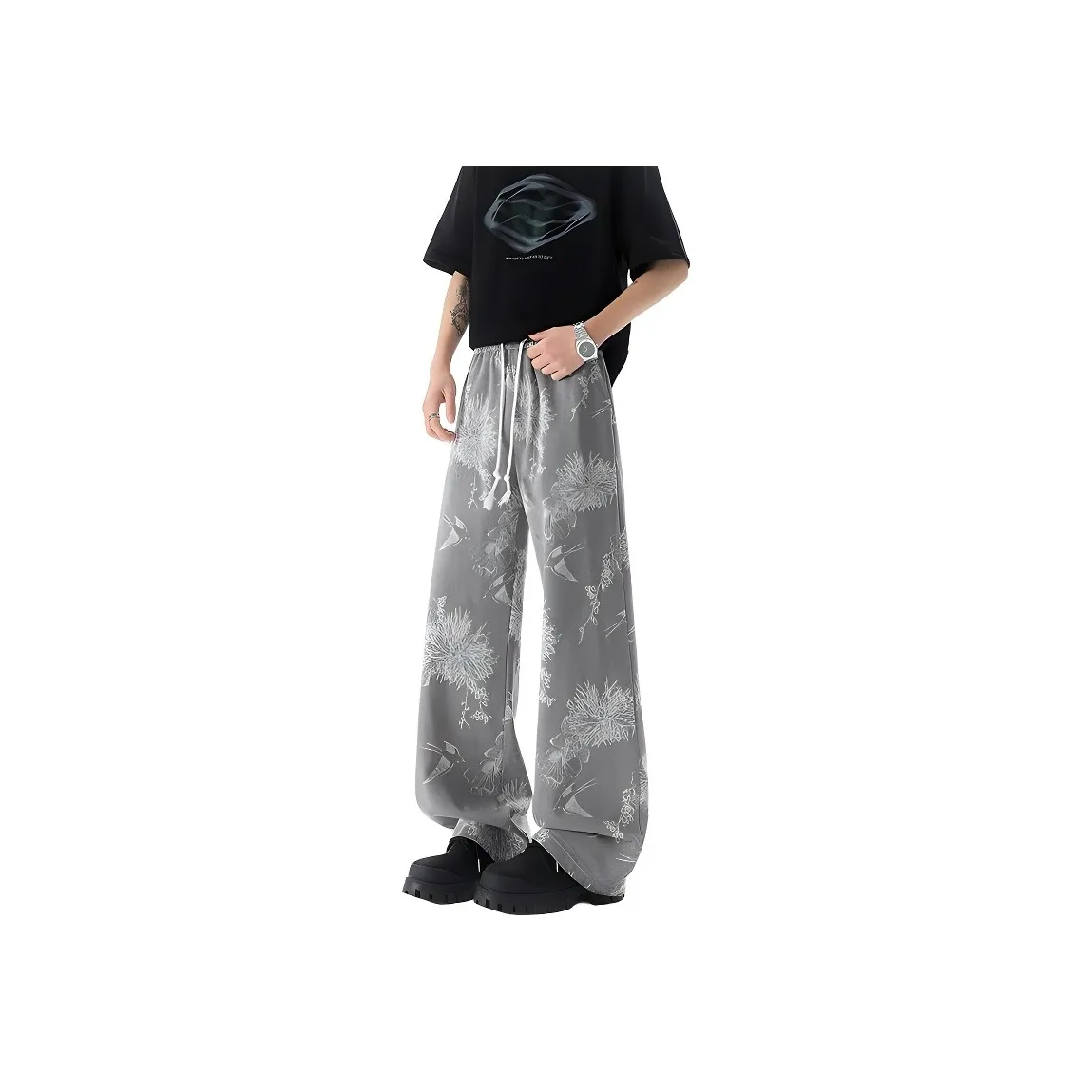 CORNILOT Casual Pants Unisex Gray