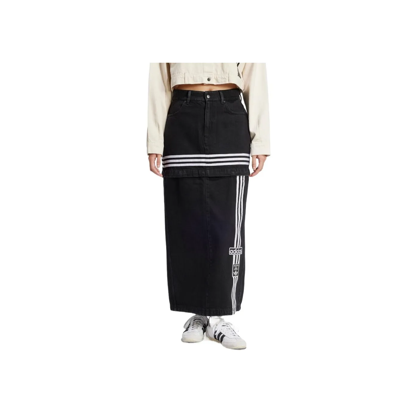 Adidas Originals Denim Long Skirts Women's Denim Black