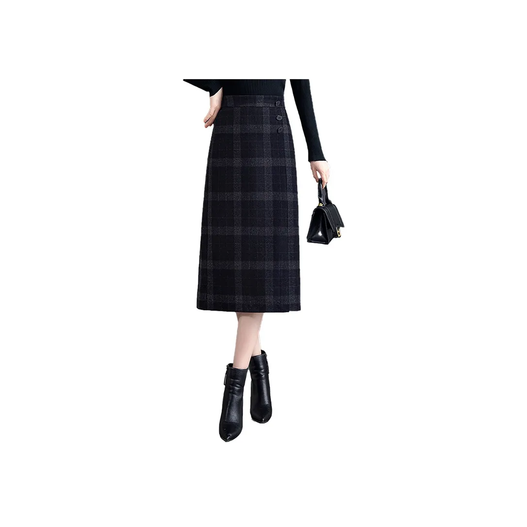 Cypress House Повседневный Длинный Юбка Женская Серо-Красная Клетка