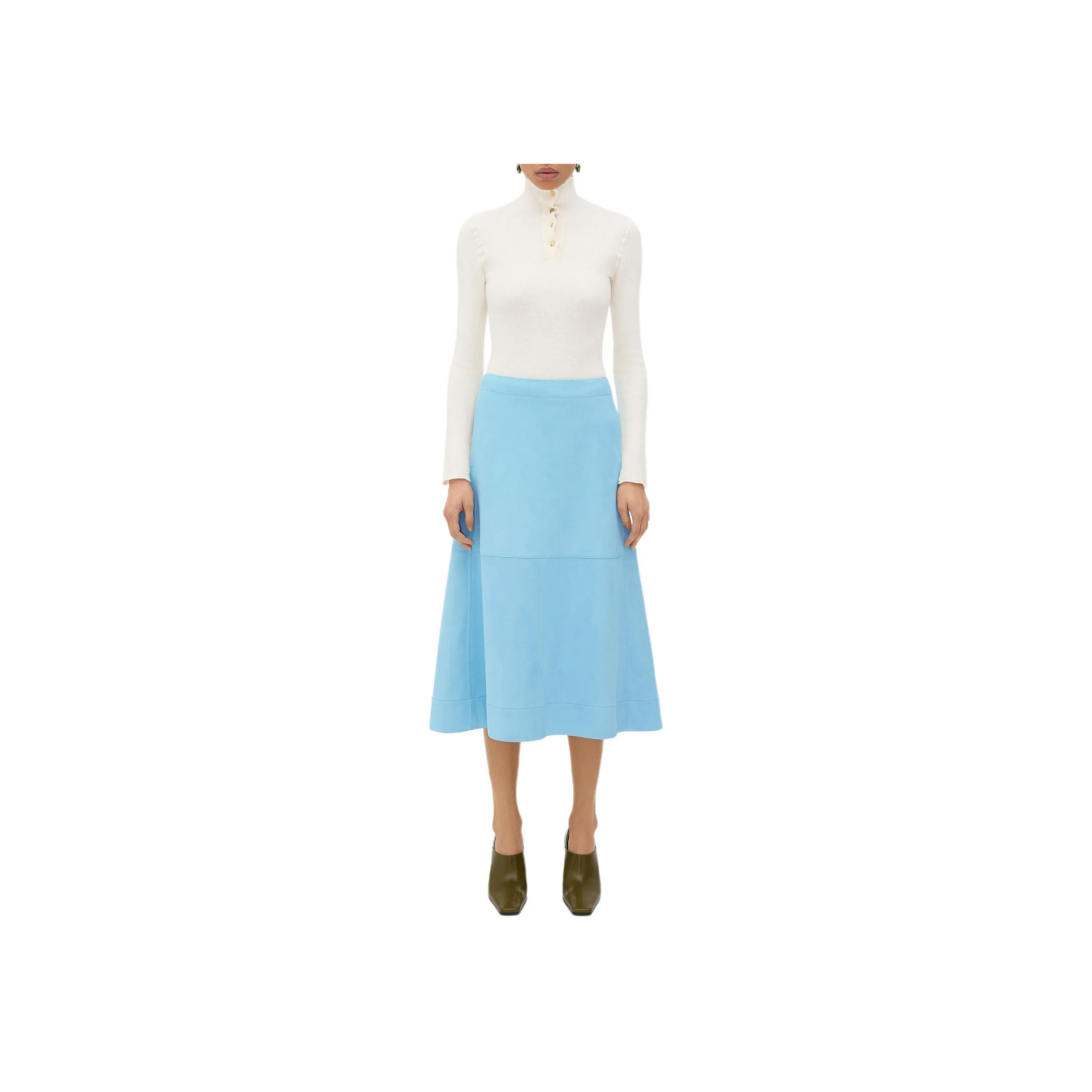 Bottega Veneta Leather Midi Skirt