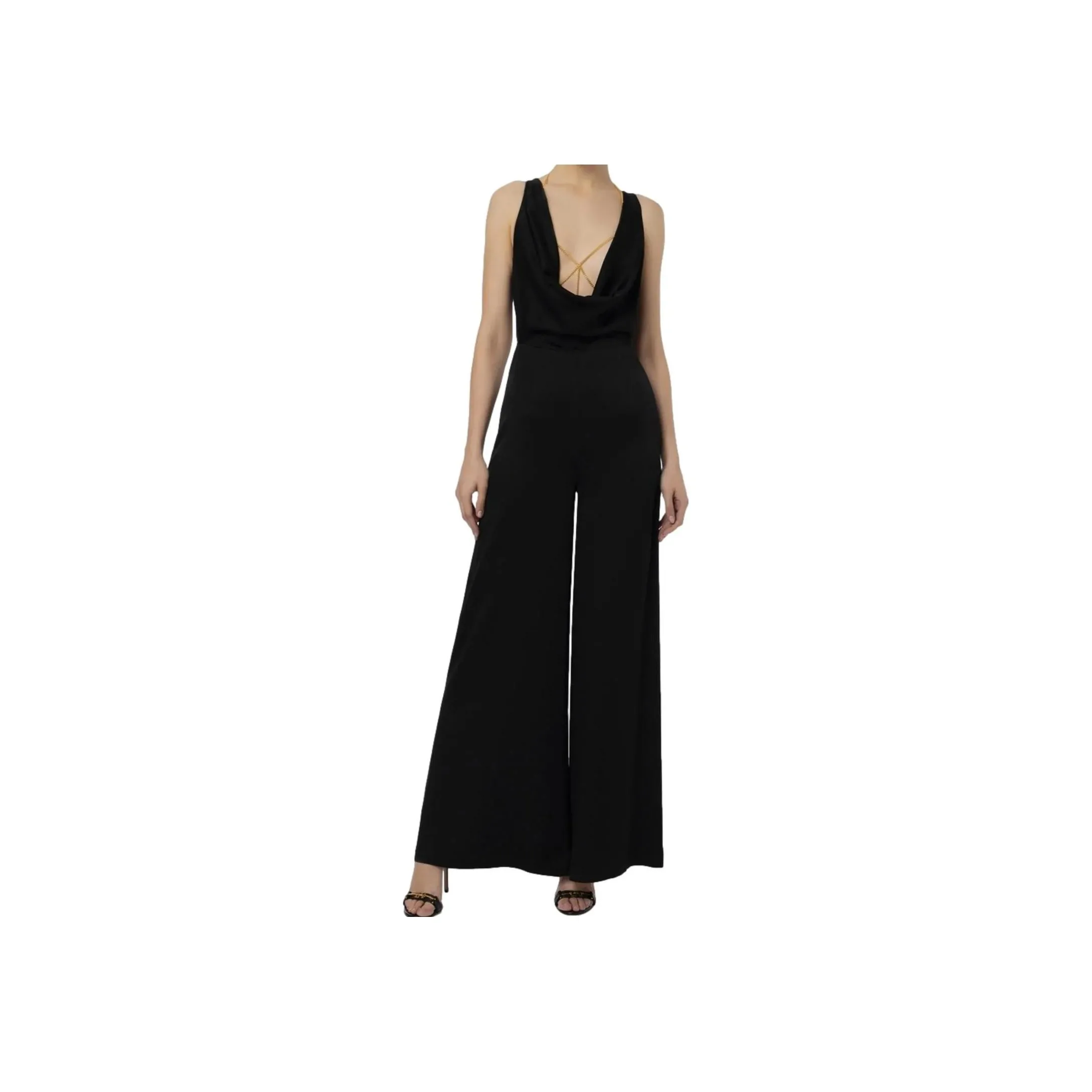 Elisabetta Franchi Cowl Neck Body Chain Jumpsuit