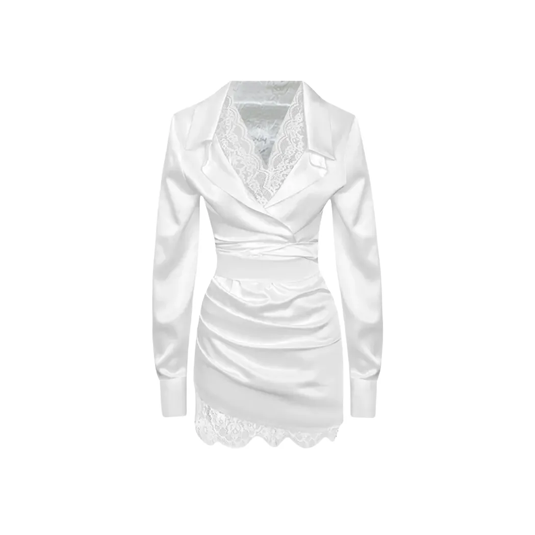 AFGGD Long Sleeved Dress Women's White