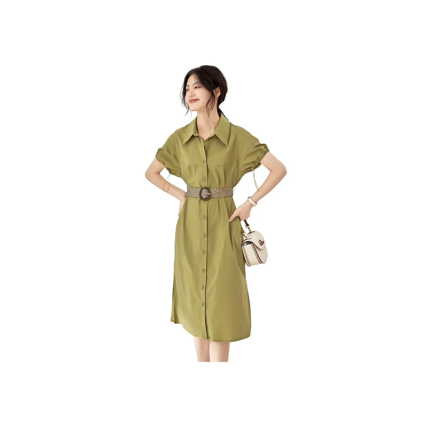 Mo Han Yi Mei Short Sleeved Dresses Women's Green