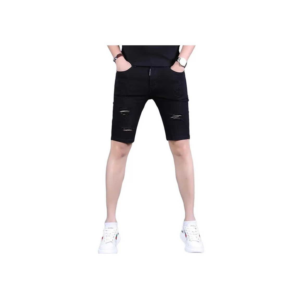 JIKENDI Джинсовые шорты Мужские Черные