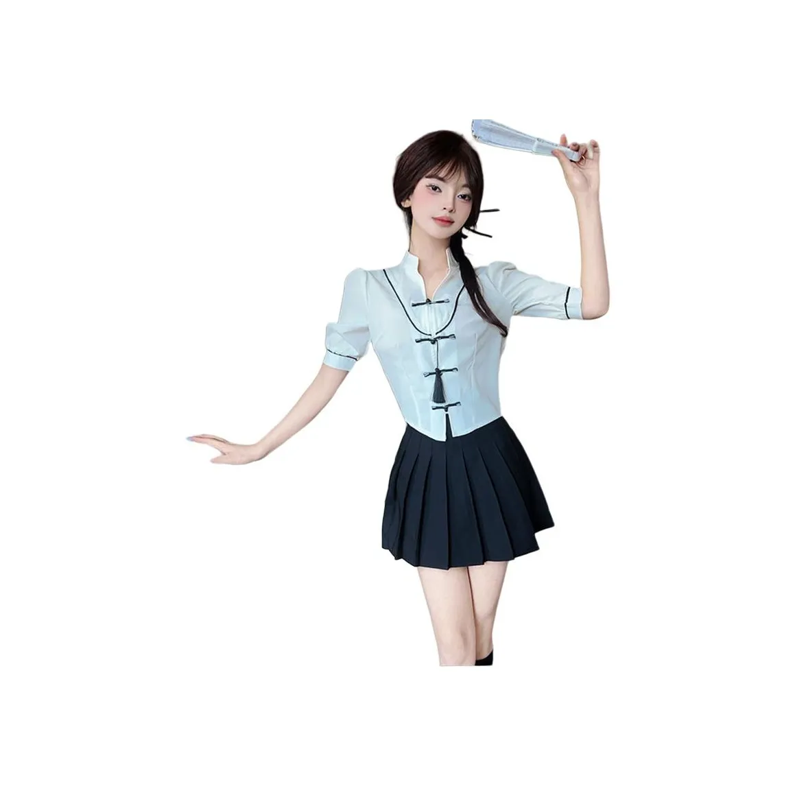 DGMZ Uniforms Women's Shirt Black Skirt Clothing Sets