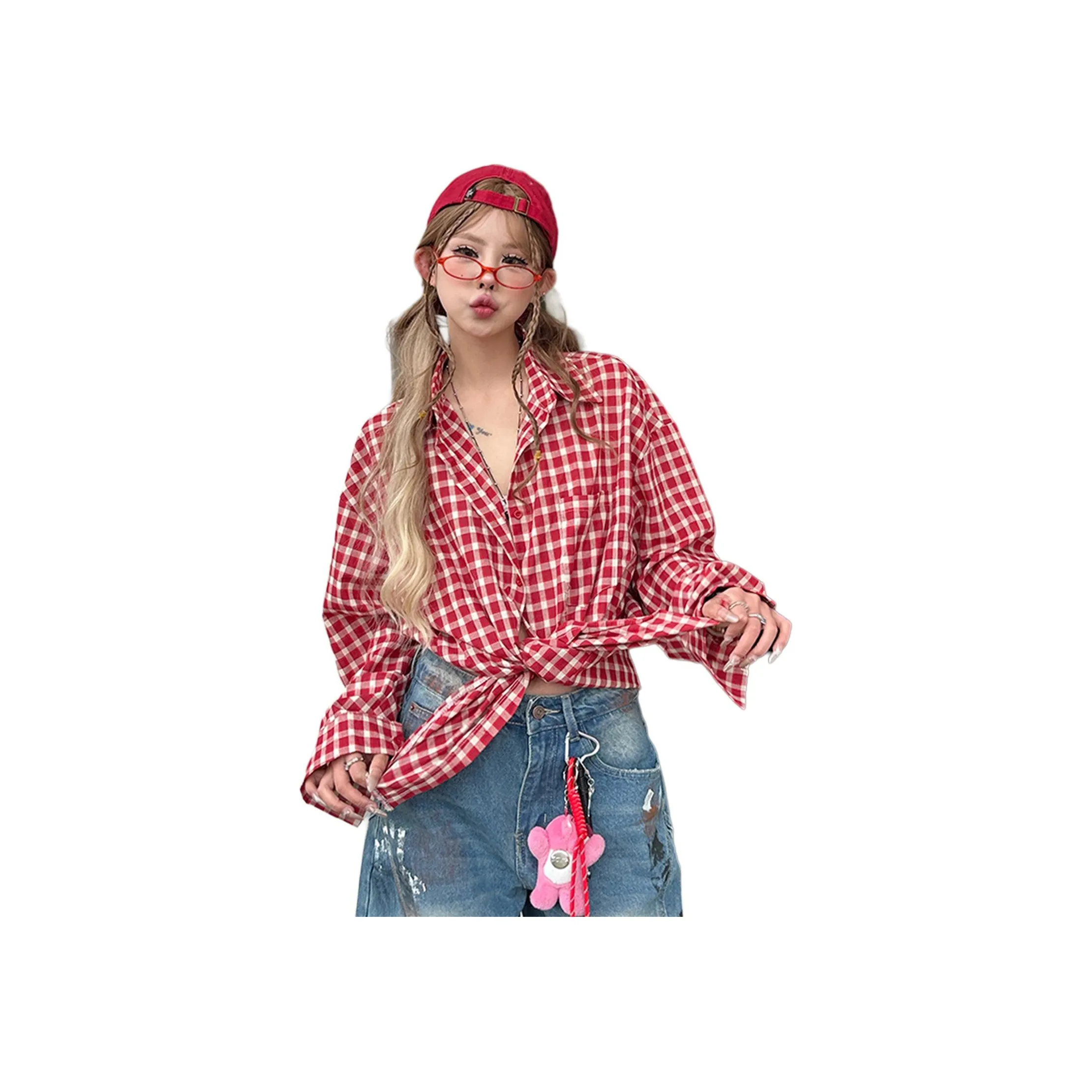 PISYPOX Red Unisex Shirts PISYPOX Красный Унисекс Рубашки