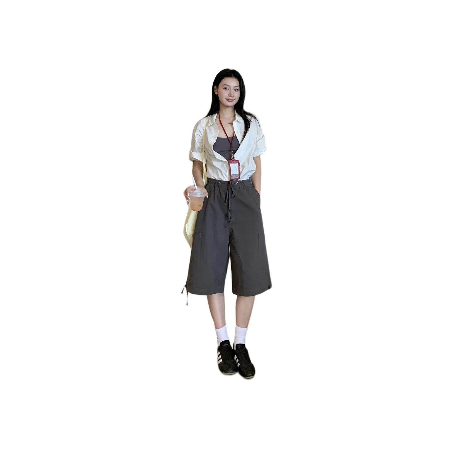 BRN SLKK 0528 1 Серый Женские Карго Шорты