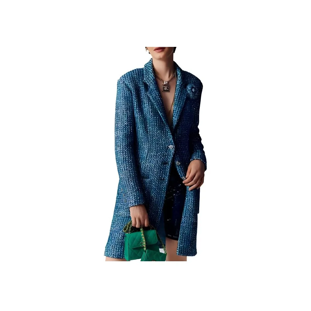 CHANEL Coats Women's Blue