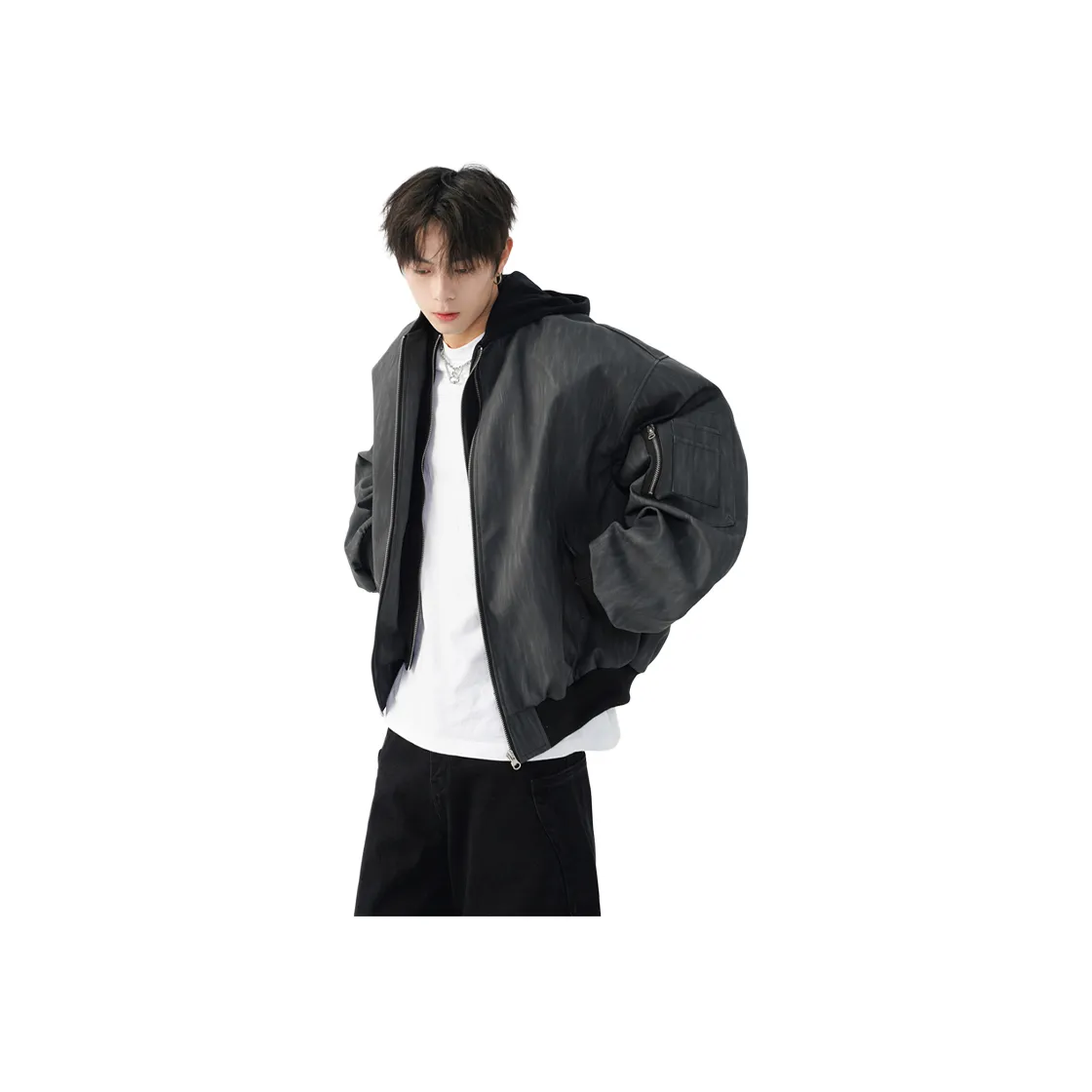 M MAICCO Jackets & Coats Men's Dark Gray PU Leather