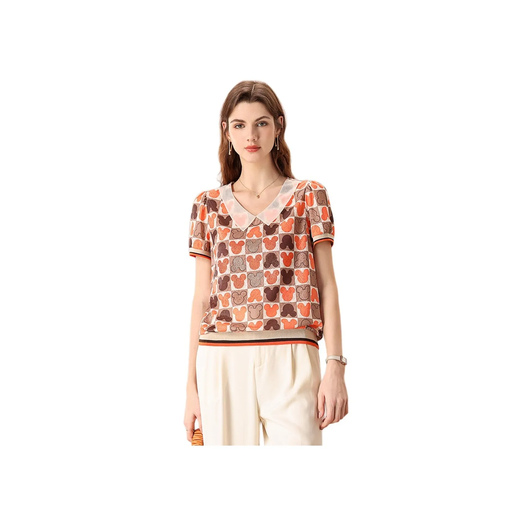 FENHONGMALI Shirts Women's Orange