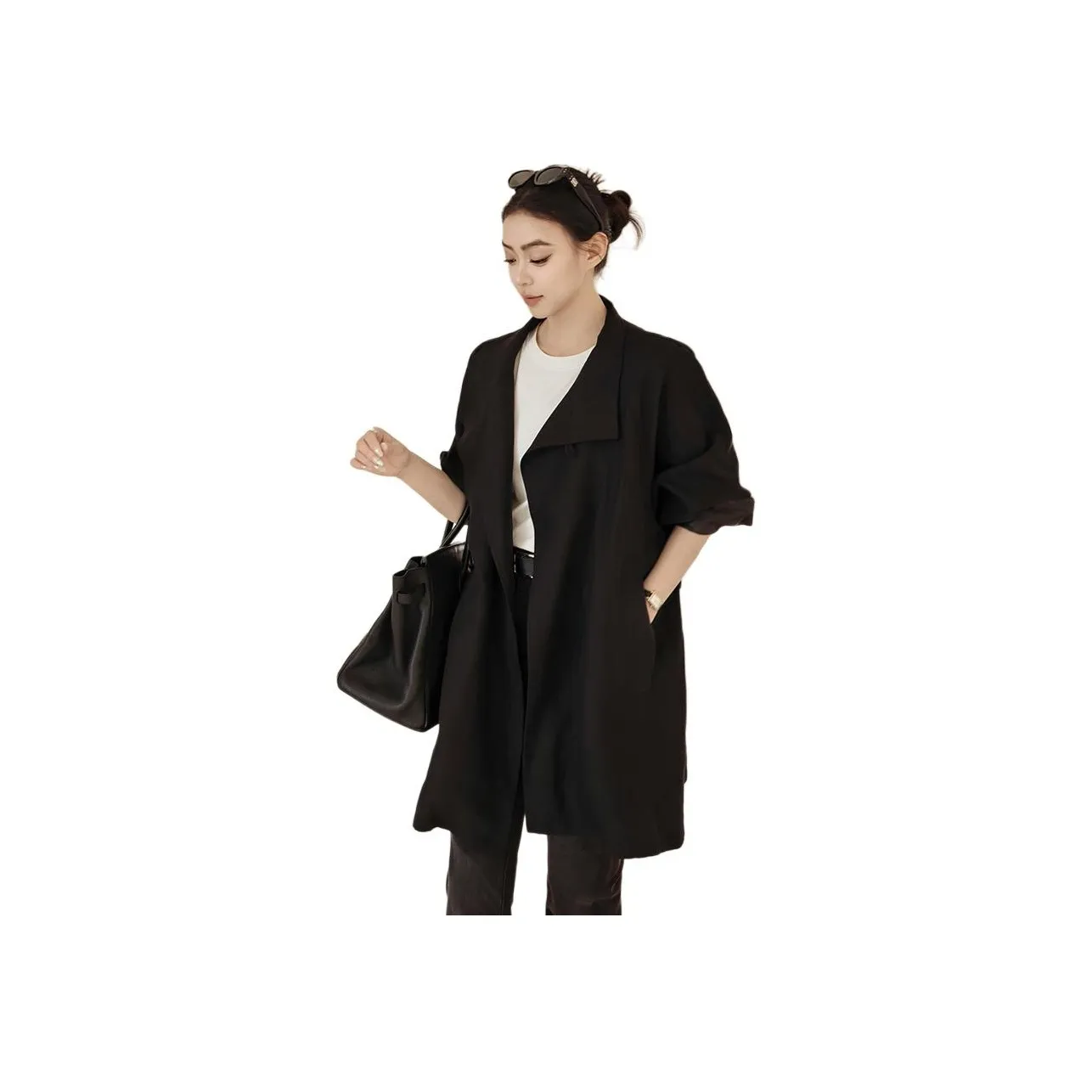 MEIYANG Черный Женский Тренч