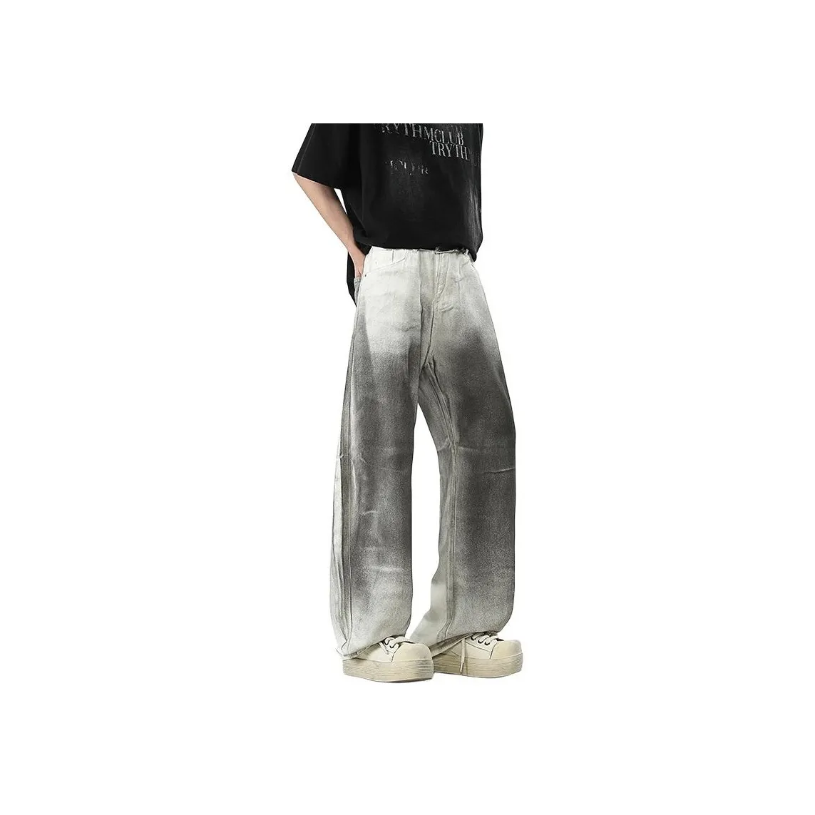 Menglaini Jeans Unisex White