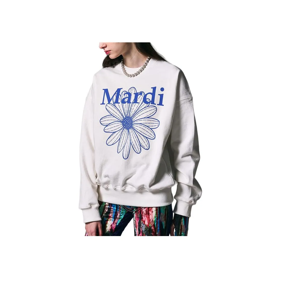 MARDI MERCREDI SS25 SWEATSHIRT FLOWERMARDI WHITE VIVIDBLUE Sweatshirt Korean Style Women's White/Blue