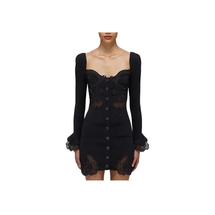 Self portrait SS22 Long Sleeved Dresses Women's Black