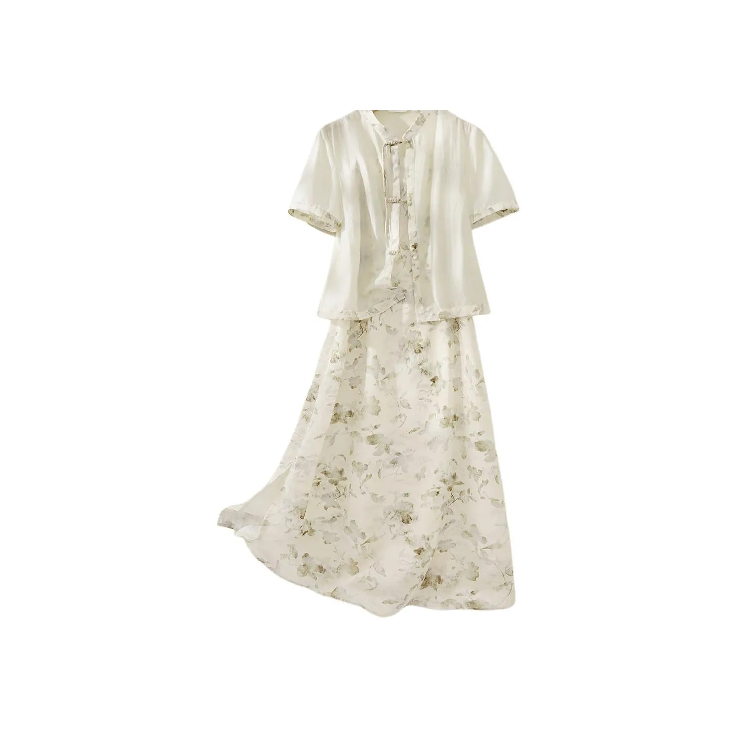 IHIMI Комплект с юбкой Женские Бежевый с Смешанным Зеленым узором