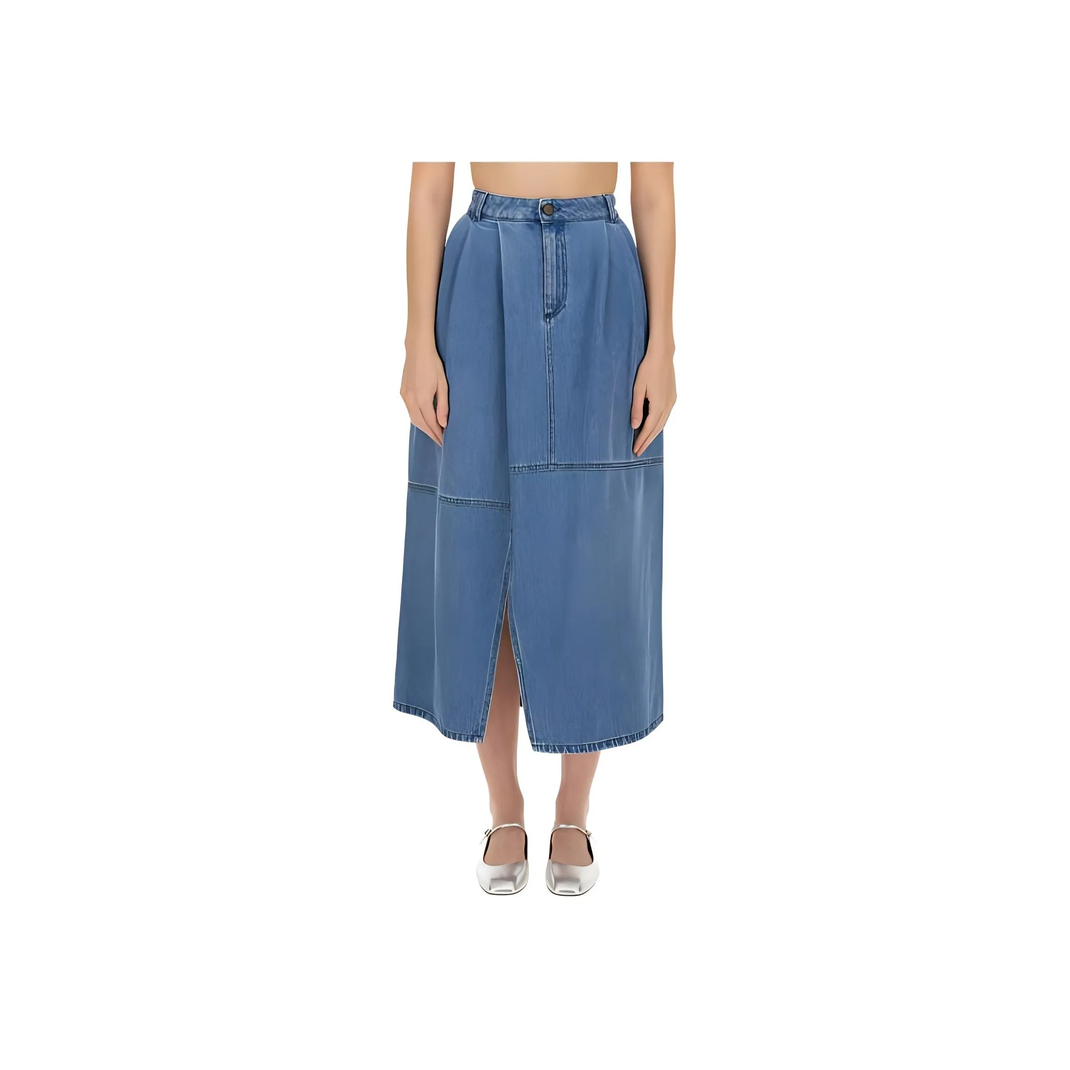 Alysi Pleated Denim Skirt
