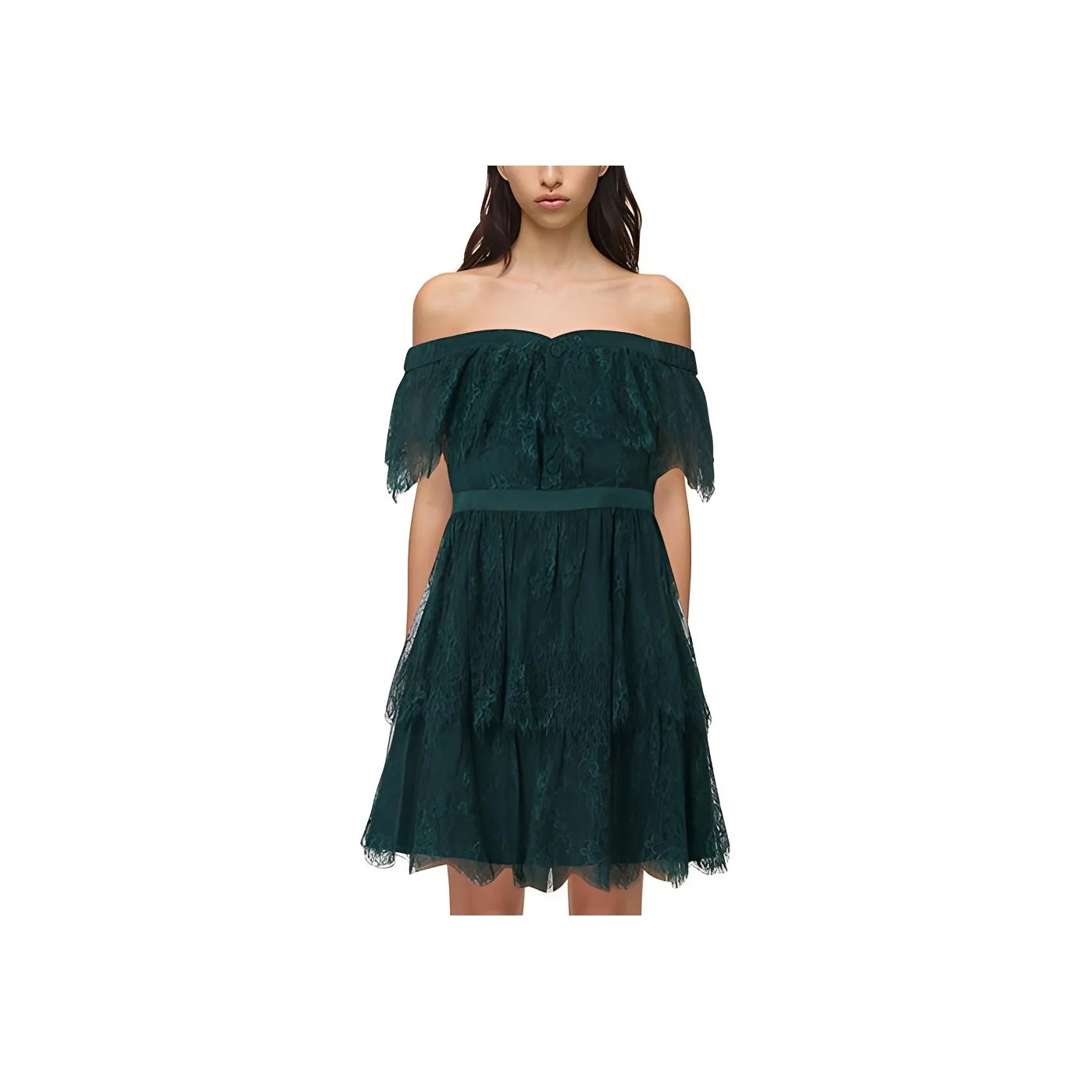 Self portrait Short Sleeved Dresses Women's Dark Green